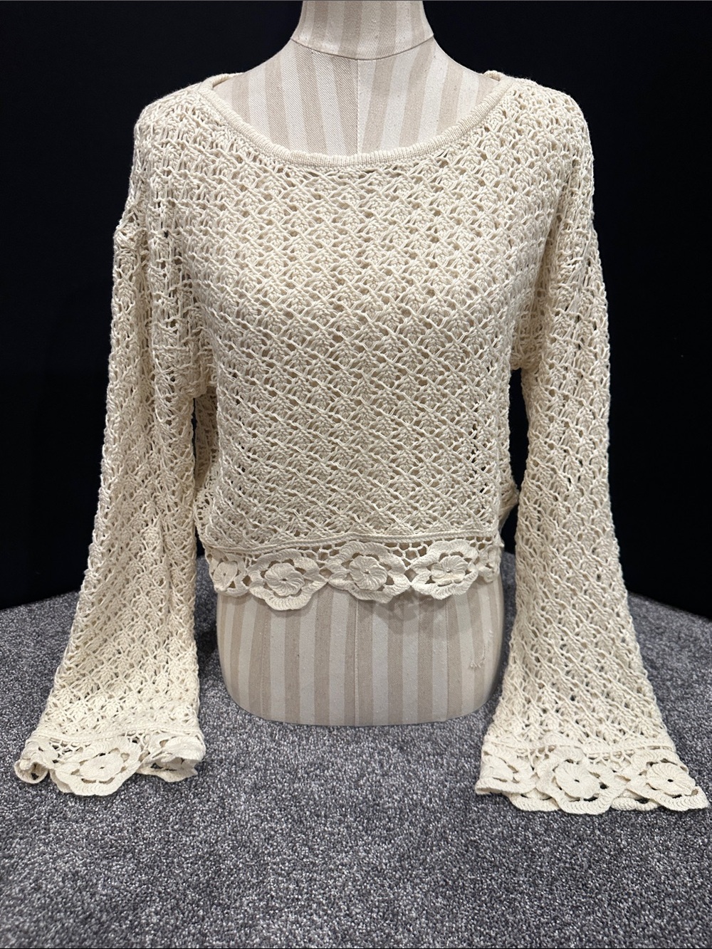 Wild fable Crochet Knit Sweater - Cream